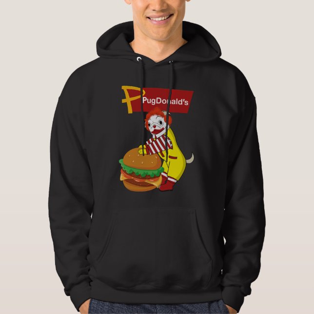 PugDonald&x27;s-Pug Burger Clown Classic T-Shirt 2 Hoodie (Framsida)
