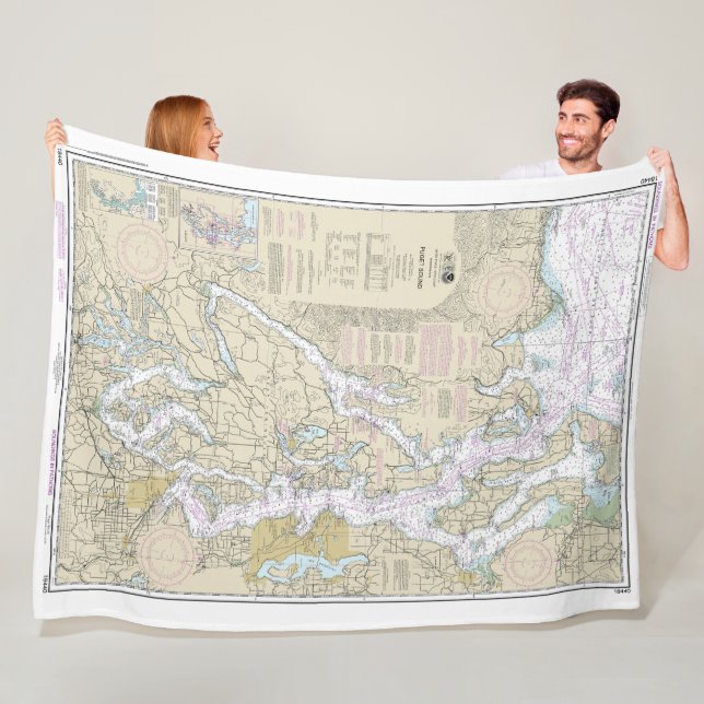 Puget Ljud Nautical Chart 18440 Fleecefilt (På plats)