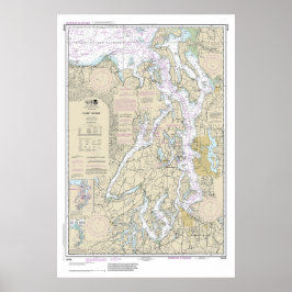 Puget Ljud Nautical Chart 18440 Poster