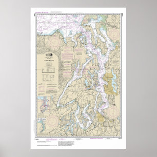 Puget Ljud Nautical Chart 18440 Poster