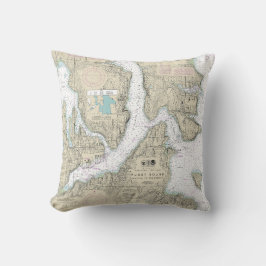 Puget Ljud Seattle till Bremerton Nautical Chart Kudde