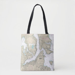 Puget Ljud Seattle till Bremerton Nautical Chart Tygkasse