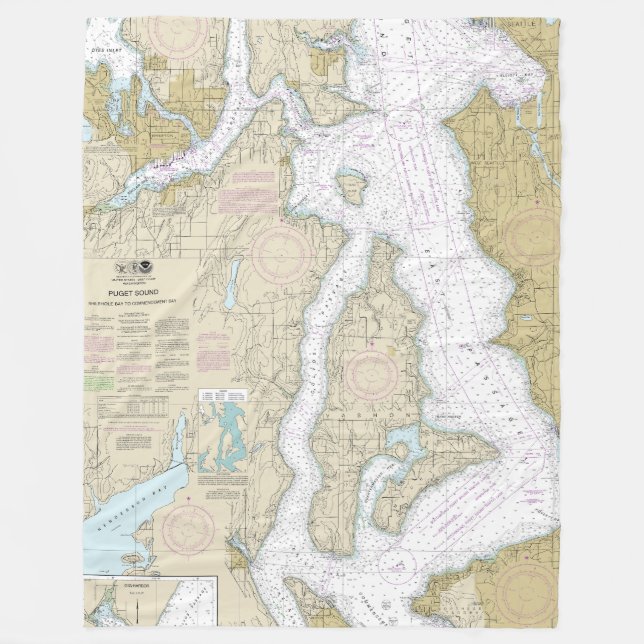 Puget Ljud Shilshole Bay till Start Bay Bay Fleecefilt (Framsidan)