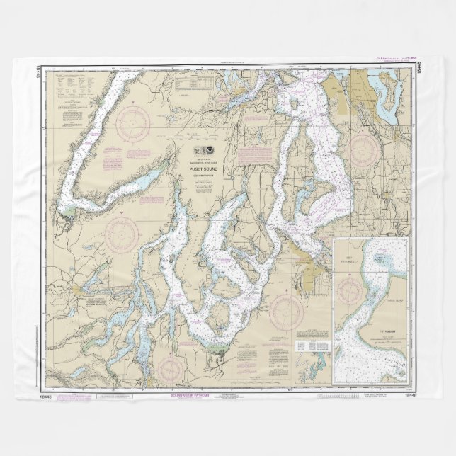Puget Ljud, södra delen, nautiskt diagram 18448 Fleecefilt (Framsidan (Horisontell))