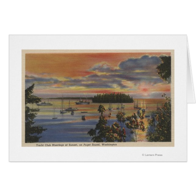 Puget Ljud, WA - Yacht Klubb Moorings at Sunset Hälsningskort (Framsidan Horizontal)