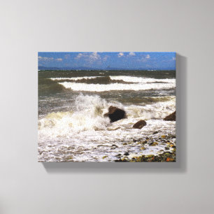 Puget Ljud Washington Rocky Beach Vågar Photo Canvastryck