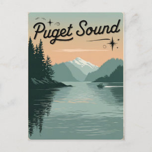 Puget Ljud Washington Vintage Vykort