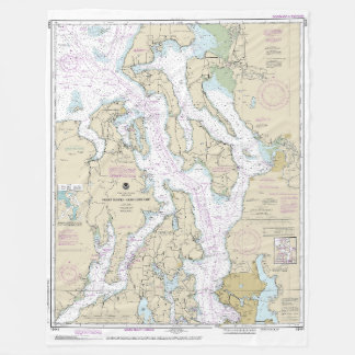 Puget Nautical Chart 18441 Ljud-Northern Part Fleecefilt