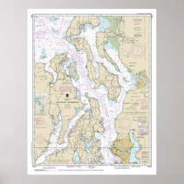 Puget Nautical Chart 18441 Ljud-Northern Part Poster