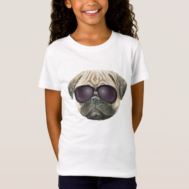 Pugg, fransk av ludd med glasögon t shirt (Framsida)