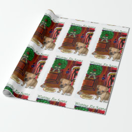 Puggel i väntan på jul presentpapper