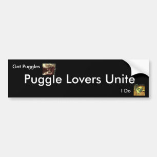 Puggle älskare förenar, bildekal