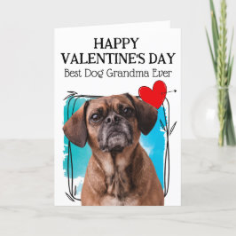 Puggle Bästa Hund Mormor Alla Hjärtans Dag Helgkort