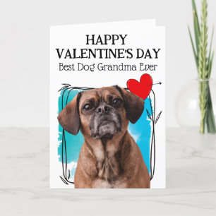 Puggle Bästa Hund Mormor Anpassad Alla Hjärtans Da Helgkort
