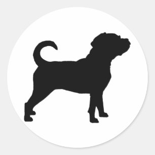 Puggle Hund Silhouette Runt Klistermärke