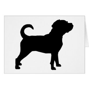 Puggle hundSilhouette Hälsningskort