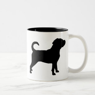 Puggle hundSilhouette Två-Tonad Mugg
