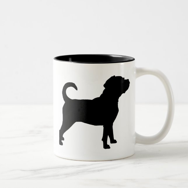 Puggle hundSilhouette Två-Tonad Mugg (Höger)