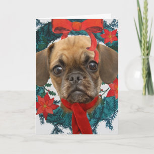 Puggle i julkran helgkort