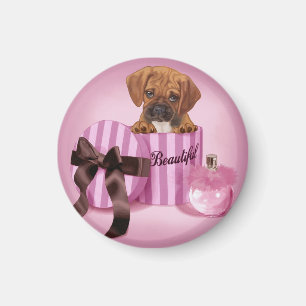 Puggle i Stripy runda boxas Magnet