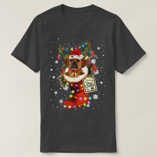 Puggle Julafton Boot jul Sock Winter Snö T Shirt (Design framsida)