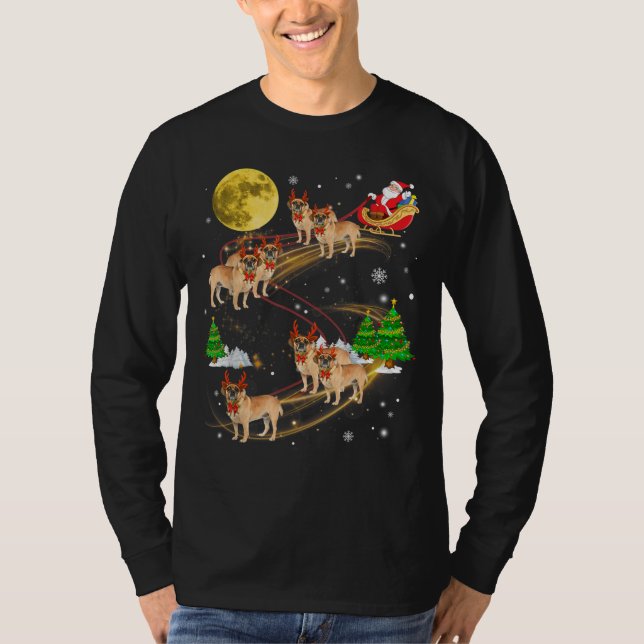 Puggle Reindeer jul Hund Riding Santa Julafton T Shirt (Framsida)