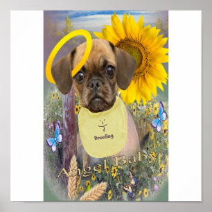 Puggle som dreglar i daisyaffisch poster