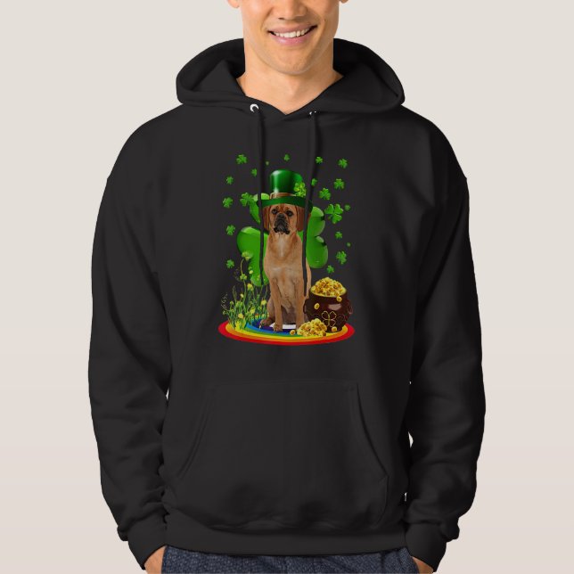 Puggle St patricks day Irish Shamrock Hund Kärlek Hoodie (Framsida)