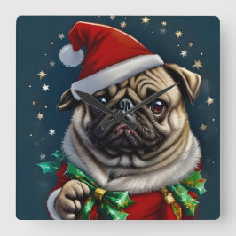Puggy Claus Collection Fyrkantig Klocka