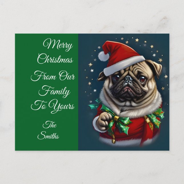 Puggy Claus Collection Helg Vykort (Framsida)