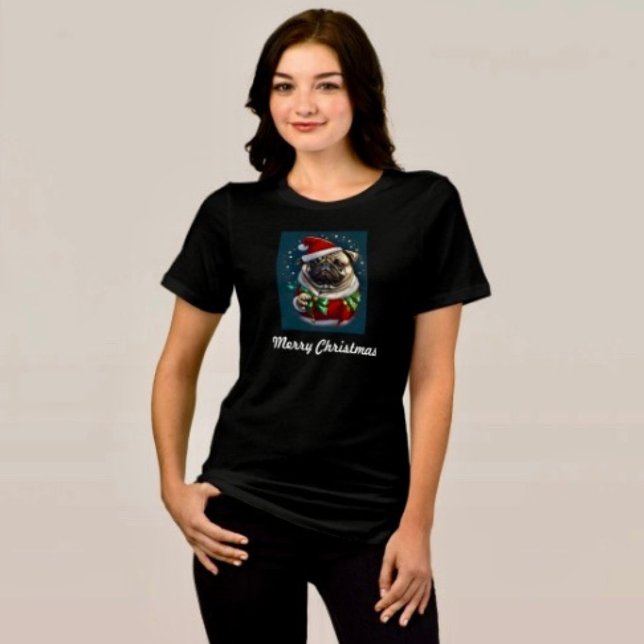 Puggy Claus Kollektion T Shirt (Comfy tri-blend women’s tee feminine fit, scoop neck, short sleeves, relaxed fit.  )
