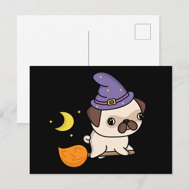 Puggy Häx Postkort Vykort (Fram/baksida)