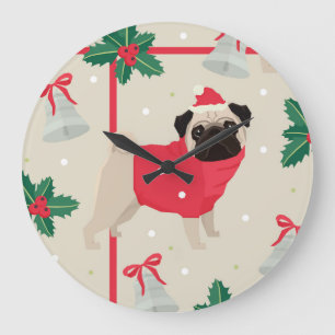Puggy jul Wall Clock Stor Klocka