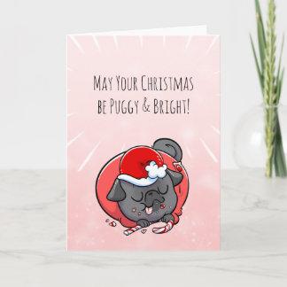Puggy- och Bright Black pug-julkort Kort