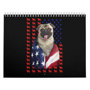 Puggy USA American Flagga Kalender