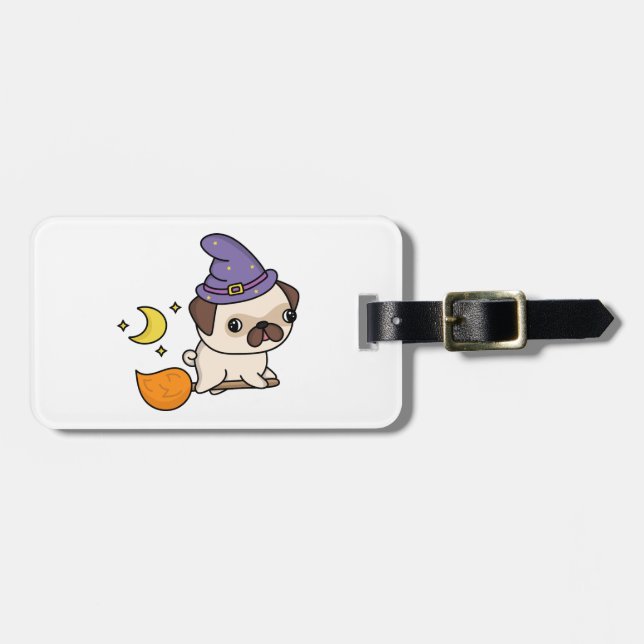 Puggy Witch Resväsketikett Bagagebricka (Horisontell Framsida)