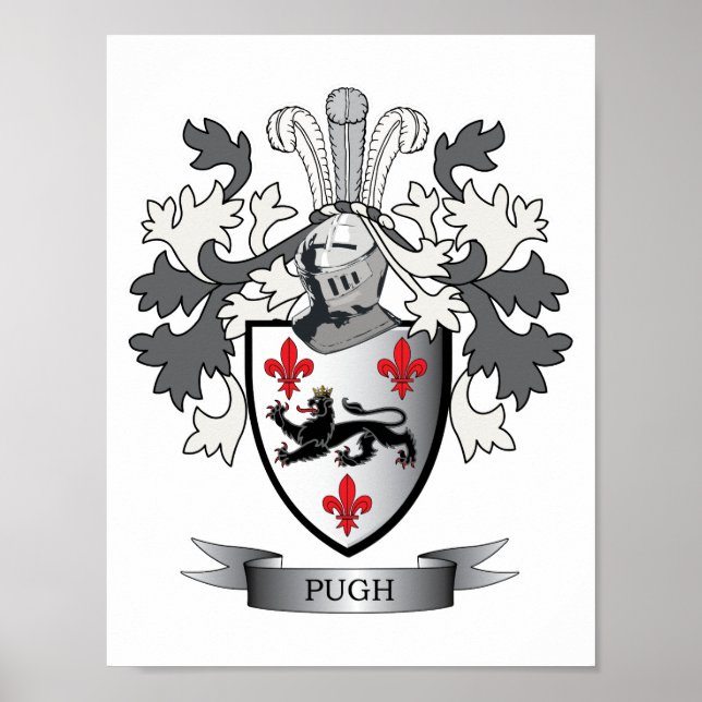 Pugh Family Crest Jackar av Arm Poster (Framsidan)