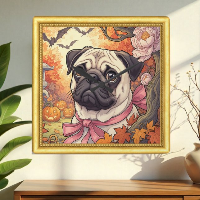 Pughus, Halloween Art Nuovo, Ramklocka Fyrkantig Klocka (Skapare uppladdad)