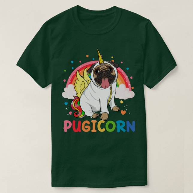 Pugicorn Pug Unicorn T Shirt (Design framsida)