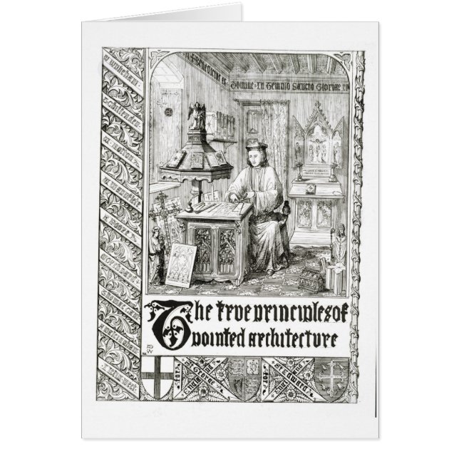 Pugin på arbete, frontispiece från 'riktiga hälsningskort (Framsidan)