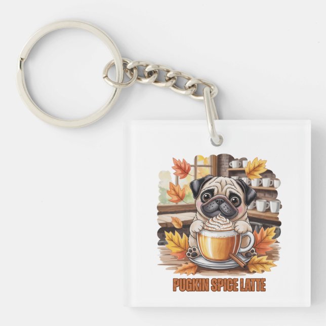 Pugkin Kryddad Latte Söt Rolig Höst Pug Hund Älska (Framsidan)