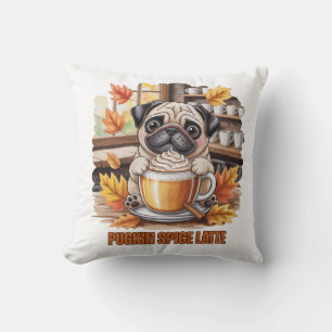 Pugkin Kryddad Latte – Sött Höst Pug Koffe Design Kudde