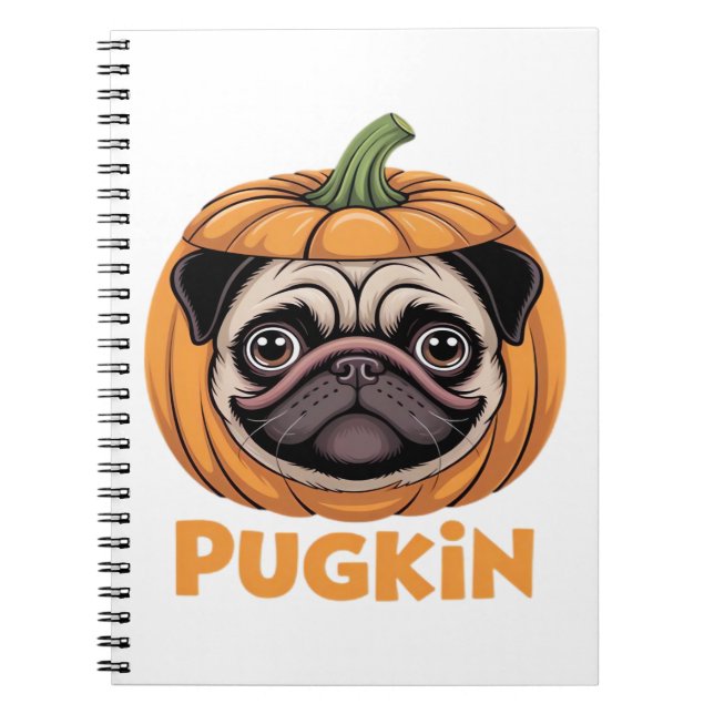 Pugkin Pug Halloween Happy halloween Oversized T-S Anteckningsbok (Framsidan)