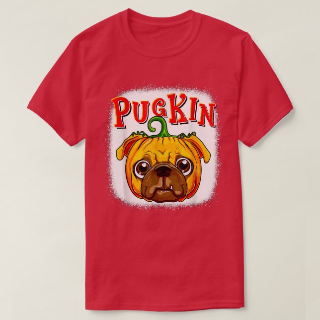 Pugkin Pug Pumpkin T Shirt Halloween Kids Boys Tha (Design framsida)