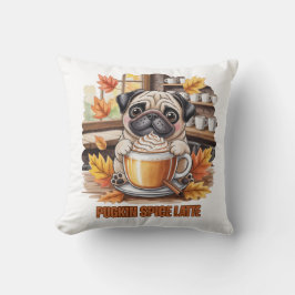 Pugkin Spice Latte – Cute Autumn Pug Coffee Design Kudde