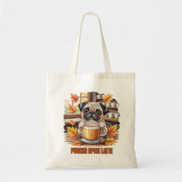 Pugkin Spice Latte – Cute Autumn Pug Coffee Design Tygkasse
