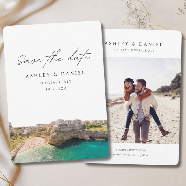 Puglia Bröllop Italien Spara datum Inbjudningar (Puglia Wedding Italy Save the Date Invitation
)
