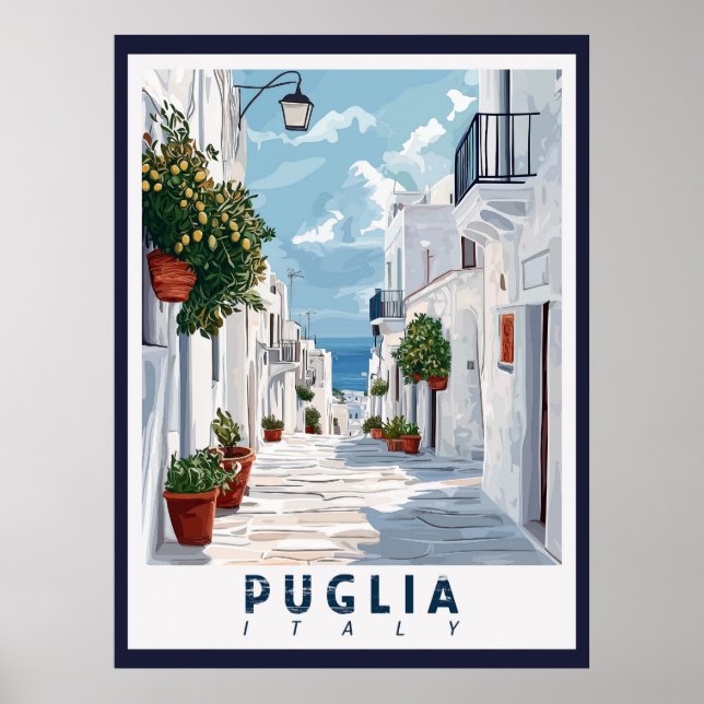 Puglia, Italien: A Retro Poster (Framsidan)