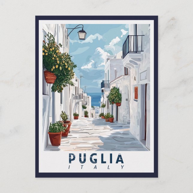 Puglia, Italien: A Retro Vykort (Framsida)
