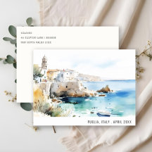 Puglia, Italien Akvarell Landskap Resa